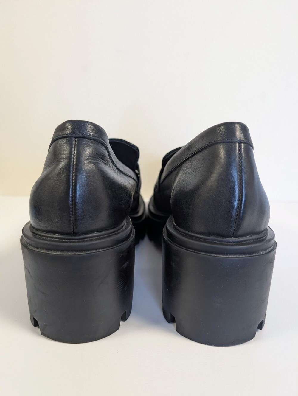 SCHUTZ Christie Black Leather Chunky Lug Platform Loafers 6.5B - Picture 10 of 15
